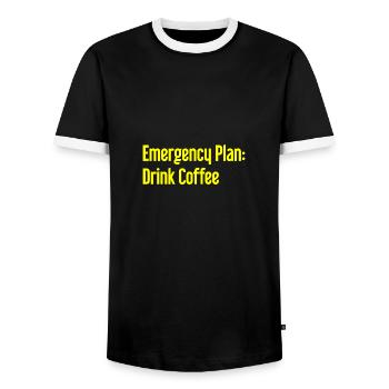 Coffee Contingency Plan - Men's Ringer Shirt - black/white - Front - AI Model Female 172 light (172cm) & AI Model Male 178 light (178cm)