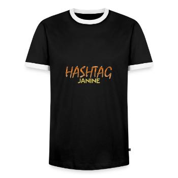 Social Janine - Männer Kontrast-T-Shirt - Schwarz/Weiß - Vorne - AI Model Female 172 light (172cm) & AI Model Male 178 light (178cm)