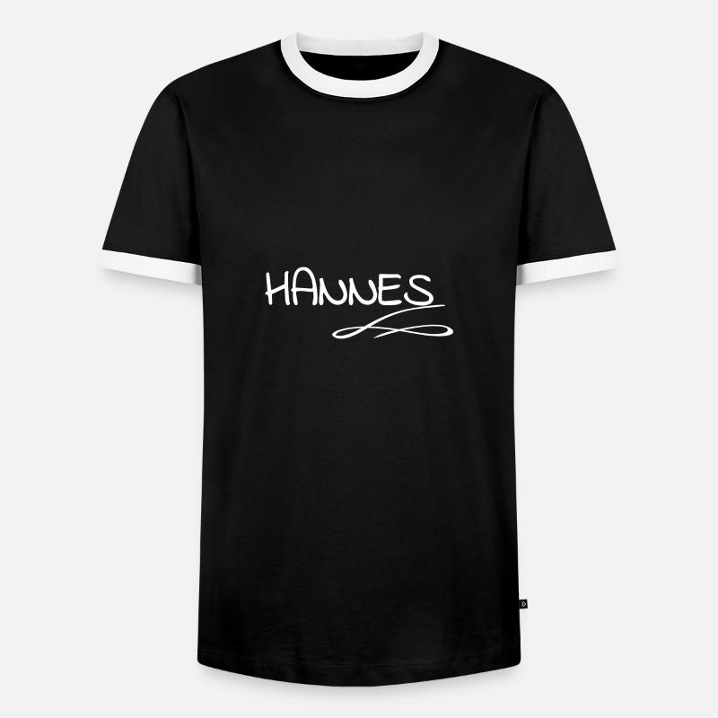 First name Hannes - Men's Ringer Shirt - black/white