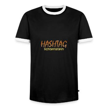 Cadeau pour le Liechtenstein - T-shirt contrasté Homme - noir/blanc - Devant - AI Model Female 172 light (172cm) & AI Model Male 178 light (178cm)