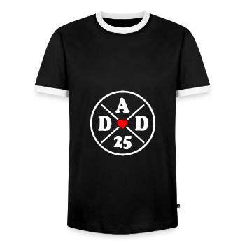 Dad 2025 - Men's Ringer Shirt - black/white - Front - AI Model Female 172 light (172cm) & AI Model Male 178 light (178cm)