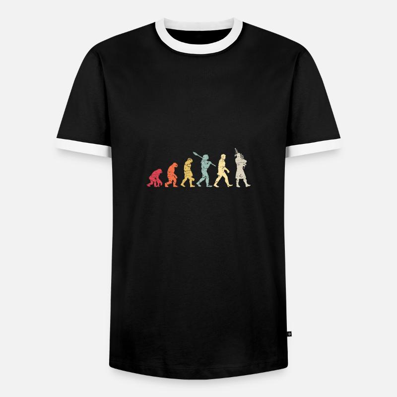 Bagpipe Evolution Woodwind Instrument - Männer Kontrast-T-Shirt - Schwarz/Weiß