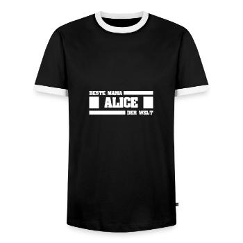 Gift for Alice - Men's Ringer Shirt - black/white - Front - AI Model Female 172 light (172cm) & AI Model Male 178 light (178cm)