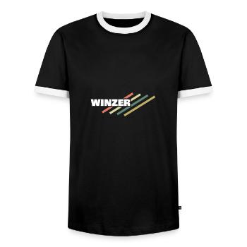 Workplace: Winegrowers - Men's Ringer Shirt - black/white - Front - AI Model Female 172 light (172cm) & AI Model Male 178 light (178cm)