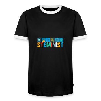 Steminist Frauen Naturwissenschaft Geschenk Spruch - Männer Kontrast-T-Shirt - Schwarz/Weiß - Vorne - AI Model Female 172 light (172cm) & AI Model Male 178 light (178cm)