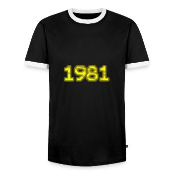 Nerd 1981 - Men's Ringer Shirt - black/white - Front - AI Model Female 172 light (172cm) & AI Model Male 178 light (178cm)