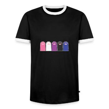 LBGT Flag Gay Pride Humain Chat Pattes - T-shirt contrasté Homme - noir/blanc - Devant - AI Model Female 172 light (172cm) & AI Model Male 178 light (178cm)