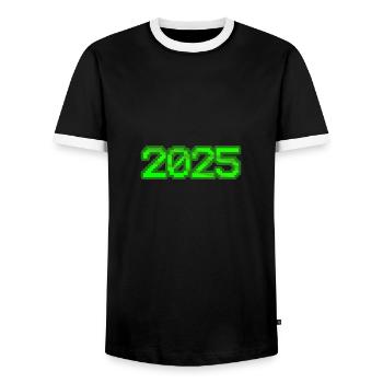 2025 - Männer Kontrast-T-Shirt - Schwarz/Weiß - Vorne - AI Model Female 172 light (172cm) & AI Model Male 178 light (178cm)