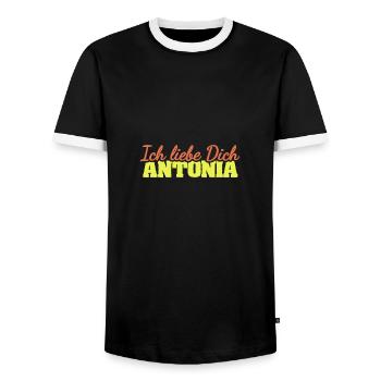 Liebesspruch Antonia - Männer Kontrast-T-Shirt - Schwarz/Weiß - Vorne - AI Model Female 172 light (172cm) & AI Model Male 178 light (178cm)
