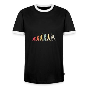 Human Evolution Guitar Band Retro Vintage - T-shirt contrasté Homme - noir/blanc - Devant - AI Model Female 172 light (172cm) & AI Model Male 178 light (178cm)