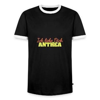 Liebe Anthea - Männer Kontrast-T-Shirt - Schwarz/Weiß - Vorne - AI Model Female 172 light (172cm) & AI Model Male 178 light (178cm)