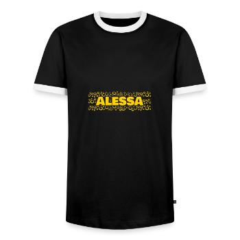 Prénom Alessa - T-shirt contrasté Homme - noir/blanc - Devant - AI Model Female 172 light (172cm) & AI Model Male 178 light (178cm)
