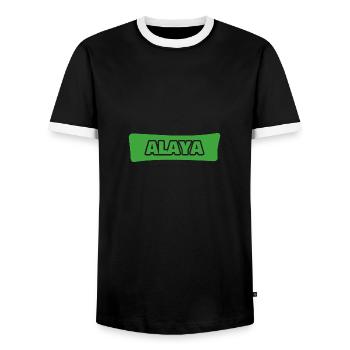 Alaya as Birth - Men's Ringer Shirt - black/white - Front - AI Model Female 172 light (172cm) & AI Model Male 178 light (178cm)