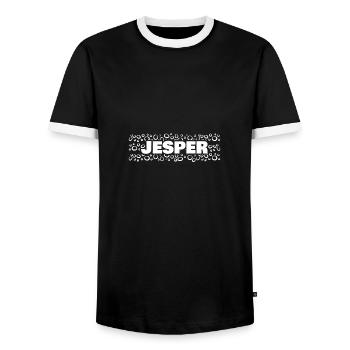 Gift for Jesper - Men's Ringer Shirt - black/white - Front - AI Model Female 172 light (172cm) & AI Model Male 178 light (178cm)