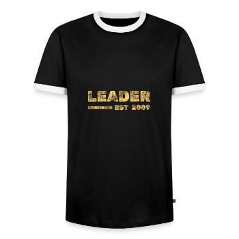 Leader 2009 - Männer Kontrast-T-Shirt - Schwarz/Weiß - Vorne - AI Model Female 172 light (172cm) & AI Model Male 178 light (178cm)
