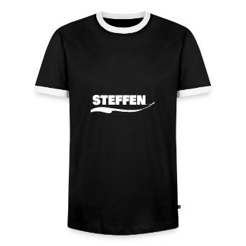 Geschenk für steffen - Männer Kontrast-T-Shirt - Schwarz/Weiß - Vorne - AI Model Female 172 light (172cm) & AI Model Male 178 light (178cm)