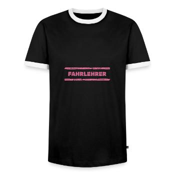 Profession : Instructeur d’auto-école - T-shirt contrasté Homme - noir/blanc - Devant - AI Model Female 172 light (172cm) & AI Model Male 178 light (178cm)
