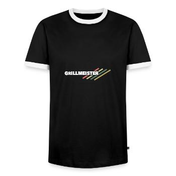 Lieu de travail du maître du grill - T-shirt contrasté Homme - noir/blanc - Devant - AI Model Female 172 light (172cm) & AI Model Male 178 light (178cm)