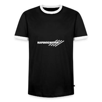 Gift for Harbor Skippers - Men's Ringer Shirt - black/white - Front - AI Model Female 172 light (172cm) & AI Model Male 178 light (178cm)