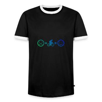 Road Cyclist Road Cycling Road Bike Road Bike - Men's Ringer Shirt - black/white - Front - AI Model Female 172 light (172cm) & AI Model Male 178 light (178cm)