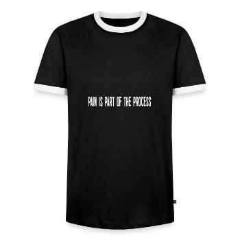 Pain Is Part of The Process - Men's Ringer Shirt - black/white - Front - AI Model Female 172 light (172cm) & AI Model Male 178 light (178cm)
