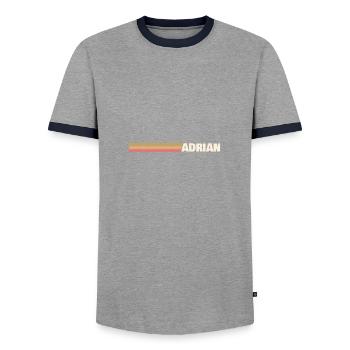 Prénom pour Adrian Style Retro - T-shirt contrasté Homme - gris/marine  - Devant - AI Model Female 172 light (172cm) & AI Model Male 178 light (178cm)
