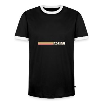 Prénom pour Adrian Style Retro - T-shirt contrasté Homme - noir/blanc - Devant - AI Model Female 172 light (172cm) & AI Model Male 178 light (178cm)