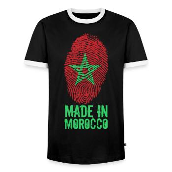 Made in Morocco / Gemacht in Marokko المغرب - Männer Kontrast-T-Shirt - Schwarz/Weiß - Vorne - AI Model Female 172 light (172cm) & AI Model Male 178 light (178cm)