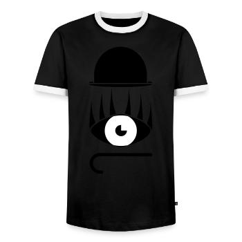 Eye Hat Stick Abstract Gift Idea Graphics - Men's Ringer Shirt - black/white - Front - AI Model Female 172 light (172cm) & AI Model Male 178 light (178cm)
