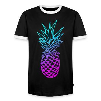 Pineapple Glow - Men's Ringer Shirt - black/white - Front - AI Model Female 172 light (172cm) & AI Model Male 178 light (178cm)