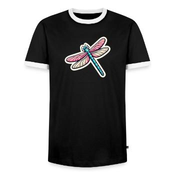 Dragonfly in pastel - Men's Ringer Shirt - black/white - Front - AI Model Female 172 light (172cm) & AI Model Male 178 light (178cm)
