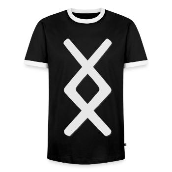 Futhark Alphabet runique Inguz - T-shirt contrasté Homme - noir/blanc - Devant - AI Model Female 172 light (172cm) & AI Model Male 178 light (178cm)