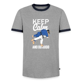 Judo - T-shirt contrasté Homme - gris/marine  - Devant - AI Model Female 172 light (172cm) & AI Model Male 178 light (178cm)