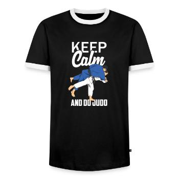 Judo - T-shirt contrasté Homme - noir/blanc - Devant - AI Model Female 172 light (172cm) & AI Model Male 178 light (178cm)