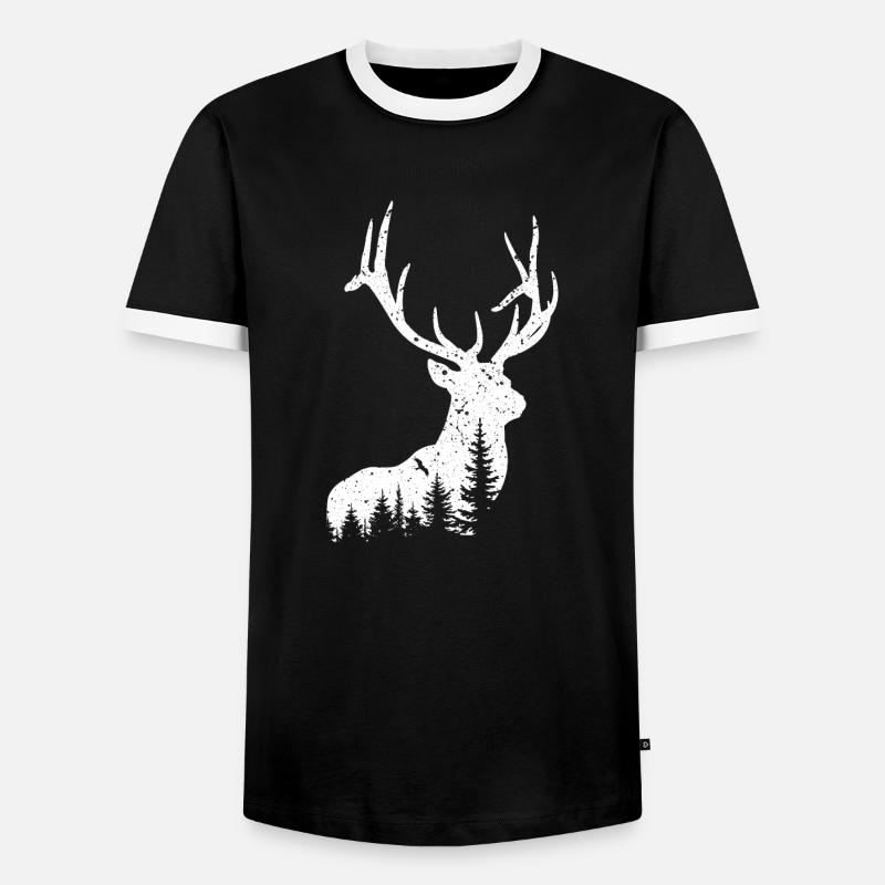 deer - Men's Ringer Shirt - black/white