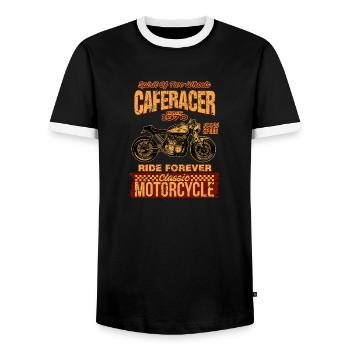 Classic Motorcycle Caferacer - Men's Ringer Shirt - black/white - Front - AI Model Female 172 light (172cm) & AI Model Male 178 light (178cm)