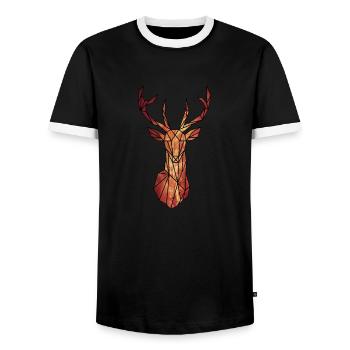 Roter Hirsch - Männer Kontrast-T-Shirt - Schwarz/Weiß - Vorne - AI Model Female 172 light (172cm) & AI Model Male 178 light (178cm)