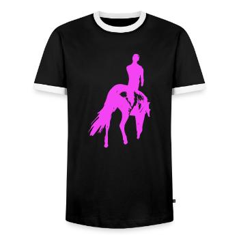 Cheval - T-shirt contrasté Homme - noir/blanc - Devant - AI Model Female 172 light (172cm) & AI Model Male 178 light (178cm)