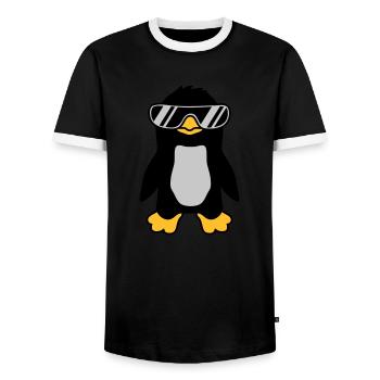 Sunglasses Penguin cool design - Men's Ringer Shirt - black/white - Front - AI Model Female 172 light (172cm) & AI Model Male 178 light (178cm)