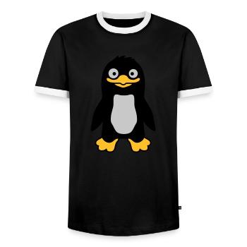 Funny funny penguin grins - Men's Ringer Shirt - black/white - Front - AI Model Female 172 light (172cm) & AI Model Male 178 light (178cm)