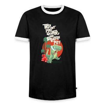 Ukulele trex - Männer Kontrast-T-Shirt - Schwarz/Weiß - Vorne - AI Model Female 172 light (172cm) & AI Model Male 178 light (178cm)