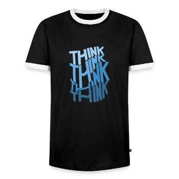 THINKBLUE - Männer Kontrast-T-Shirt - Schwarz/Weiß - Vorne - AI Model Female 172 light (172cm) & AI Model Male 178 light (178cm)