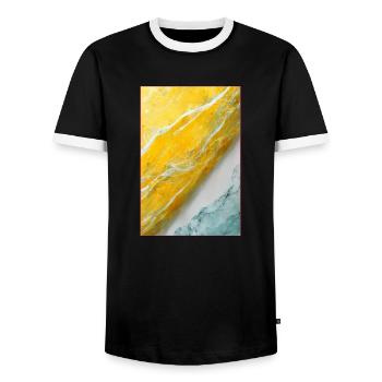 Abstract 4d Pastel Yellow - Männer Kontrast-T-Shirt - Schwarz/Weiß - Vorne - AI Model Female 172 light (172cm) & AI Model Male 178 light (178cm)