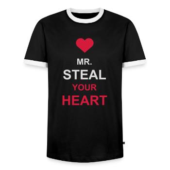 Monsieur vole votre cœur - T-shirt contrasté Homme - noir/blanc - Devant - AI Model Female 172 light (172cm) & AI Model Male 178 light (178cm)