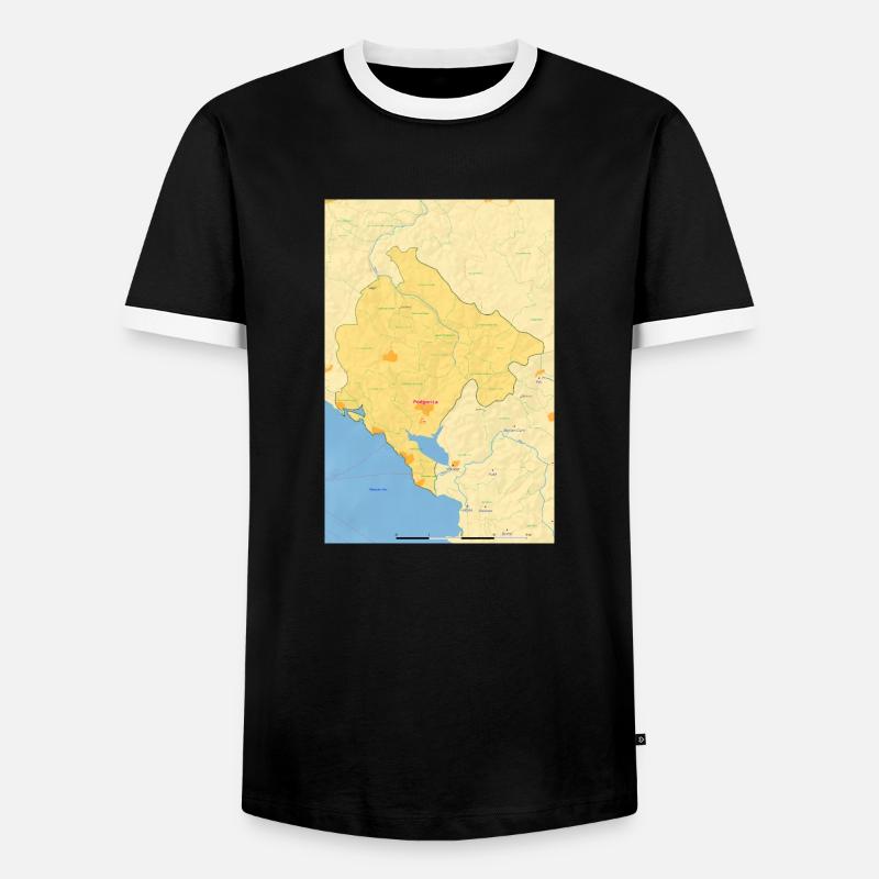 Montenegro Map Map - Men's Ringer Shirt - black/white