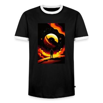 lost in space - T-shirt contrasté Homme - noir/blanc - Devant - AI Model Female 172 light (172cm) & AI Model Male 178 light (178cm)