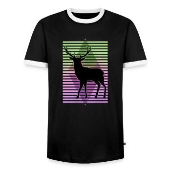 Hirsch - Männer Kontrast-T-Shirt - Schwarz/Weiß - Vorne - AI Model Female 172 light (172cm) & AI Model Male 178 light (178cm)