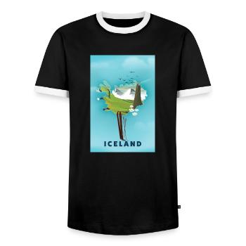 Map Of Iceland ski map - Men's Ringer Shirt - black/white - Front - AI Model Female 172 light (172cm) & AI Model Male 178 light (178cm)
