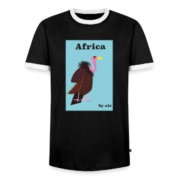 Afrika mit dem Flugzeug Reiseplakat - Männer Kontrast-T-Shirt - Schwarz/Weiß - Vorne - AI Model Female 172 light (172cm) & AI Model Male 178 light (178cm)