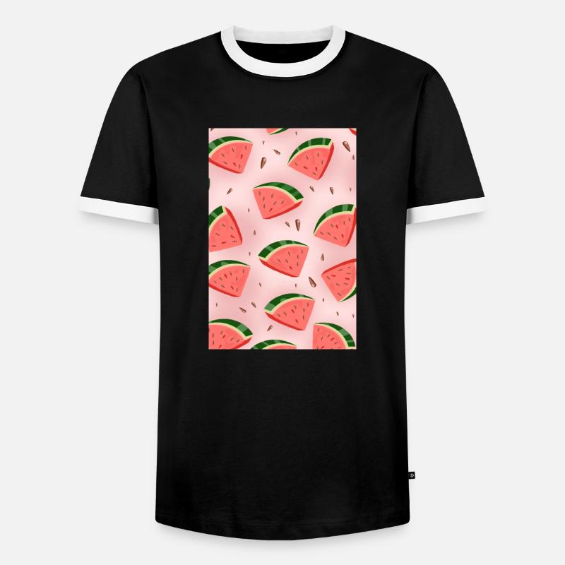 Tranches de pastèque - T-shirt contrasté Homme - noir/blanc